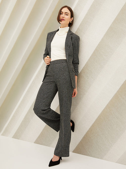Pantalon à taille haute en Jacquard avec poches latérales