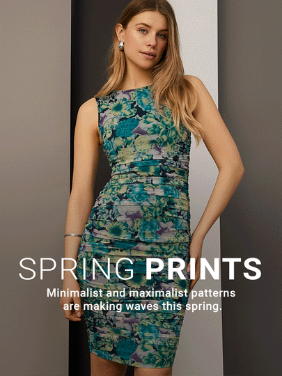 woman in a spring dress, floral prints