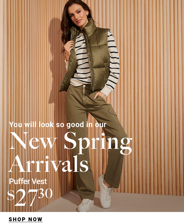 shop spring new arrivals-- puffer vest $27.30