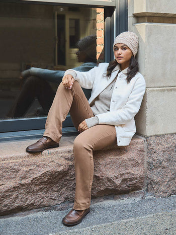 Snap Front Bomber Jacket Antique Creme