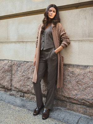 Cable Knit Duster Brown