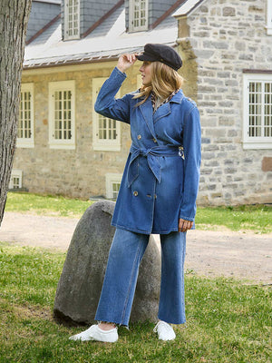 Trench en denim à boutonnage double Md Denim Blasted