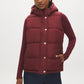 Red Quilted Puffer Vest with Hood - Front View - Suzy Shier