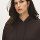 Dk Brown Ottoman Rib Hoodie with Kangaroo Pocket - Close-up Fabric Detail - Suzy Shier