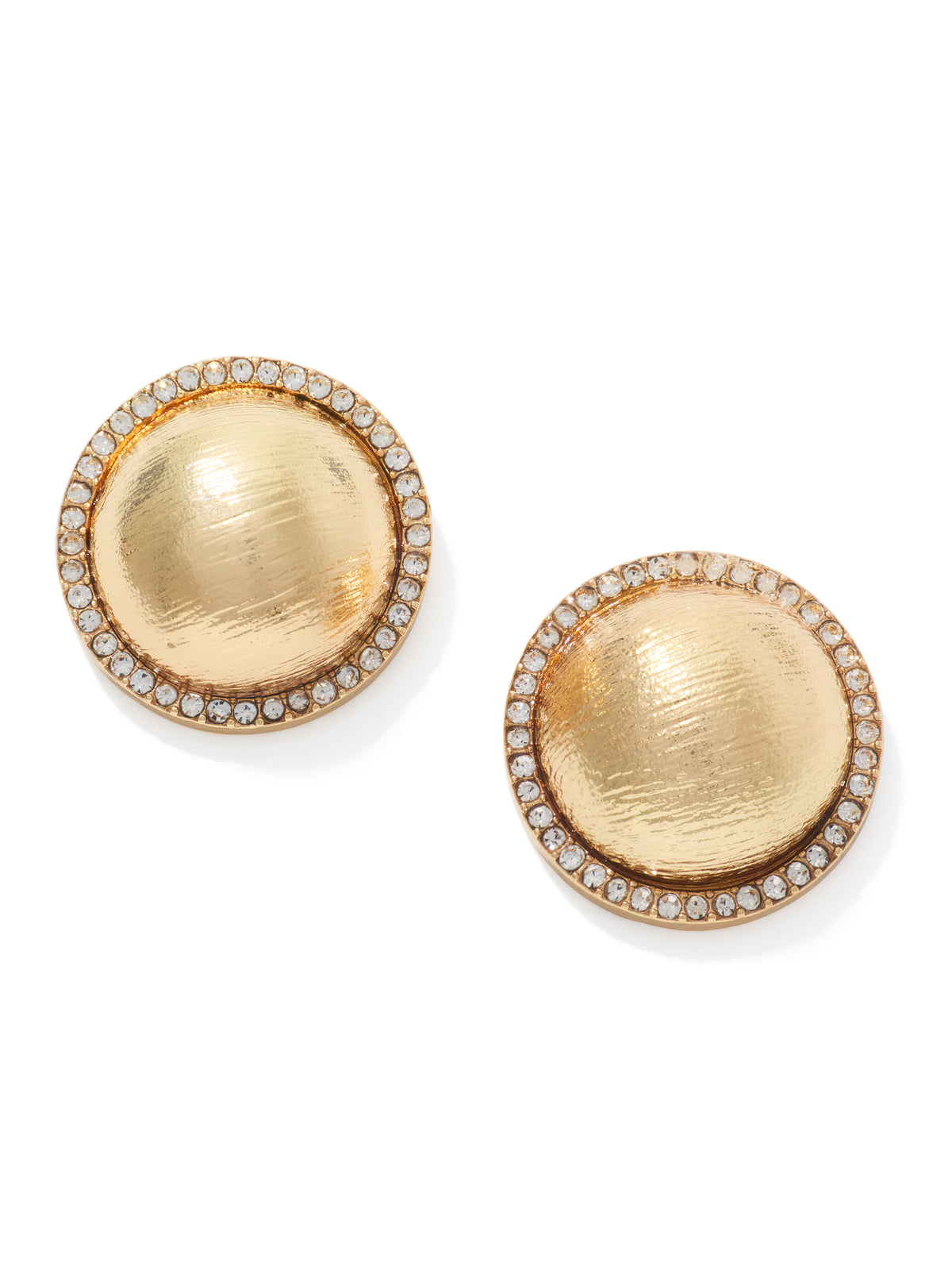Silver Pavé Button Earrings - Top View - Suzy Shier