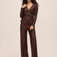 Espresso Sequin Wide-Leg Pant - Shimmering Evening Trousers - Le Chateau