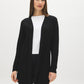 Black Ribbed Knit Duster Sweater - Woman Wearing Long Open-Front Cardigan - Suzy Shier