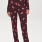 Burgundy Bows Print Pajama Set - Pants Detail - Suzy Shier
