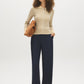Tan/Taupe Two-Tone Ribbed Knit Sweater - Front View - Suzy Shier