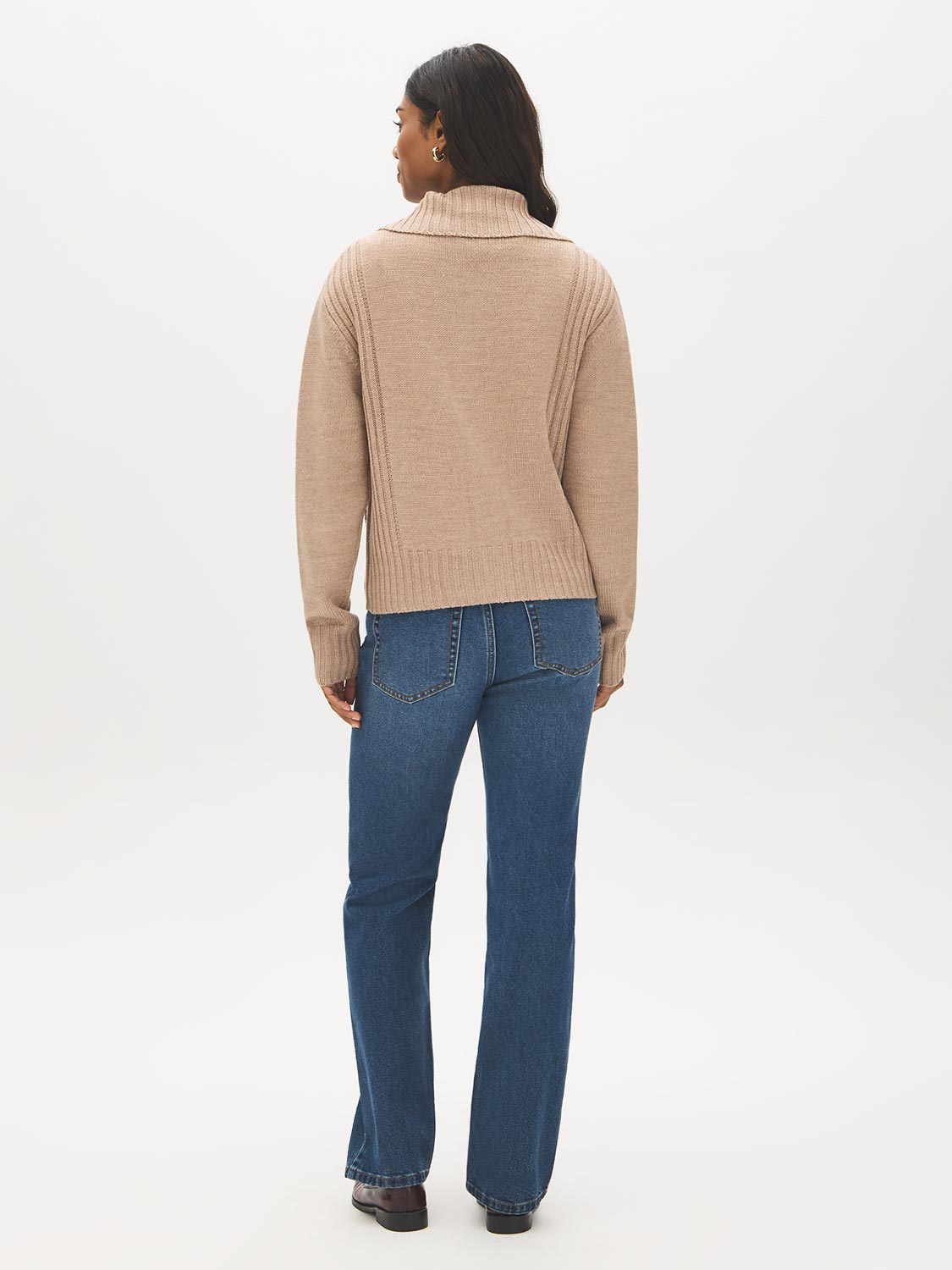 Natural Melange Button-Front Knit Cardigan - Back View - Suzy Shier
