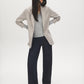 Driftwood Ruched Sleeve One-Button Blazer - Full Body View - Suzy Shier