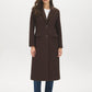 Brown Single-Breasted Wool Blend Long Coat - Woman Wearing Tailored Longline Outerwear - Suzy Shier
