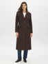 Brown Single-Breasted Wool Blend Long Coat - Woman Wearing Tailored Longline Outerwear - Suzy Shier