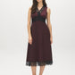 Dark Raisin Satin Lace-Trim Midi Dress - Woman Wearing V-Neck Sleeveless Dress - Suzy Shier