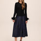 Black Feather Cuff Cardigan - Front View - Le Chateau