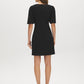 Black Sequined Boat Neck Mini Dress with Puff Sleeves - Back View - Suzy Shier