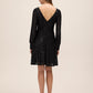 Black Sequin V-Neck Fit and Flare Mini Dress - Back View - Le Chateau