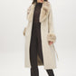 Dark Brown Melange Long Belted Faux Wool Coat - Front View - Suzy Shier