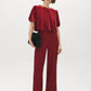Lipstick Velvet Cropped Top with Balloon Sleeves - Woman Wearing Luxe Velvet Blouse - Suzy Shier