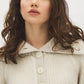 Wind Chime Ribbed Shaker Stitch Sweater - Collar Detail - Suzy Shier