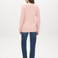 Uni Pink V-Neck Cable Knit Sweater - Back View - Suzy Shier