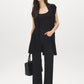 Black Sleeveless Ribbed Sweater Vest with Tie - Front View - Suzy Shier