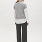 Grey Melange Mock Neck 2fer Knit Top with Poplin Sleeves - Back View - Suzy Shier