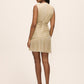 Gold Metallic Lurex Knit Mini Dress - Back View - Le Chateau