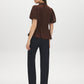 Milk Chocolate Textured Peplum Blouse with Puff Sleeves - Back View - Suzy Shier