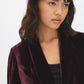 Midnight Plum Velour Blazer with Shawl Collar - Collar Detail - Suzy Shier