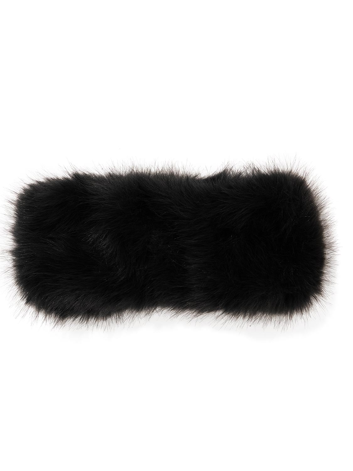 Black Faux Fur Knit Headband - Close-up of Plush Texture - Suzy Shier