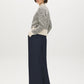 White/Dark Grey Jacquard Mock Neck Sweater - Side Profile View - Suzy Shier