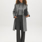 Mid Grey Melange Single-Breasted Faux Wool Coat - Side Profile View - Suzy Shier