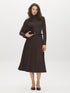 Coffee Bean Faux Suede Pleated Midi Skirt with Belt - Full View - Suzy Shier