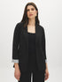 Grey Mix Notch Collar Knit Blazer with Stripe Cuff - Woman Wearing Tailored Blazer with Flap Pockets - Suzy Shier