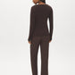 Coffee Bean Cowl Neck Mesh Top - Back View - Suzy Shier