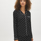 Jet Black/Snow White Polka Dot Two-Piece PJ Set - Front View - Suzy Shier