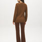 Bison Cable Knit V-Neck Sweater - Back View - Suzy Shier