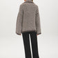 Coffee/Beige Melange Chunky Jacquard Cardigan - Back View - Suzy Shier