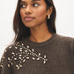 Brown Embellished Knit Sweater - Close-up Embellishment Detail - Suzy Shier