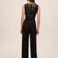 Black Sequin Mesh Illusion Jumpsuit - Back View - Le Chateau