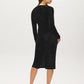 Black Crushed Velvet Dress with Front Gathering - Back View - Suzy Shier