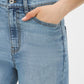 Medium Stone Wash Straight Leg Denim with Wide Hem - Pocket Detail - Suzy Shier