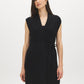 Black Sleeveless Ribbed Sweater Vest with Tie - Woman Wearing Shawl Collar Vest - Suzy Shier