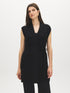 Black Sleeveless Ribbed Sweater Vest with Tie - Woman Wearing Shawl Collar Vest - Suzy Shier