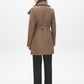Dark Charcoal Melange Double Collar Mid-Length Coat with Belt - Back View - Suzy Shier