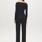 Jet Black Double Layer Boat Neck Top - Back View - Suzy Shier