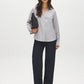 Dolphin Dot Print Satin-Like Blouse - Front View - Suzy Shier