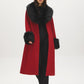 Dark Brown Melange Long Belted Faux Wool Coat - Front View - Suzy Shier