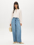 Winter White Swiss Dot Blouse with Peplum Hem - Front View - Suzy Shier